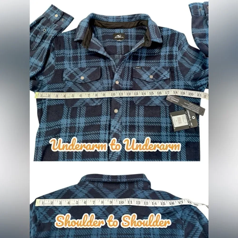 🆕️ O'NEILL Glacier Plaid Superfleece Flannel Button Down Size S